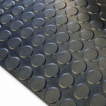 Circular Penny Stud Black 1.2m Wide 3mm Thick Coin Rubber Flooring 